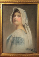 Charger l&#39;image dans la galerie, Dessin au Pastel - Portrait de Dame (daté 1891)
