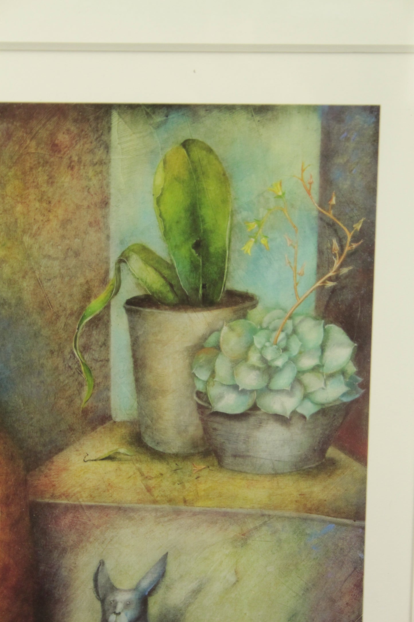 Druckgrafik - Gelangweilte Gärtnerin im Januar