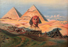 Lade das Bild in den Galerie-Viewer, Ölgemälde - Sphinx mit Pyramiden
