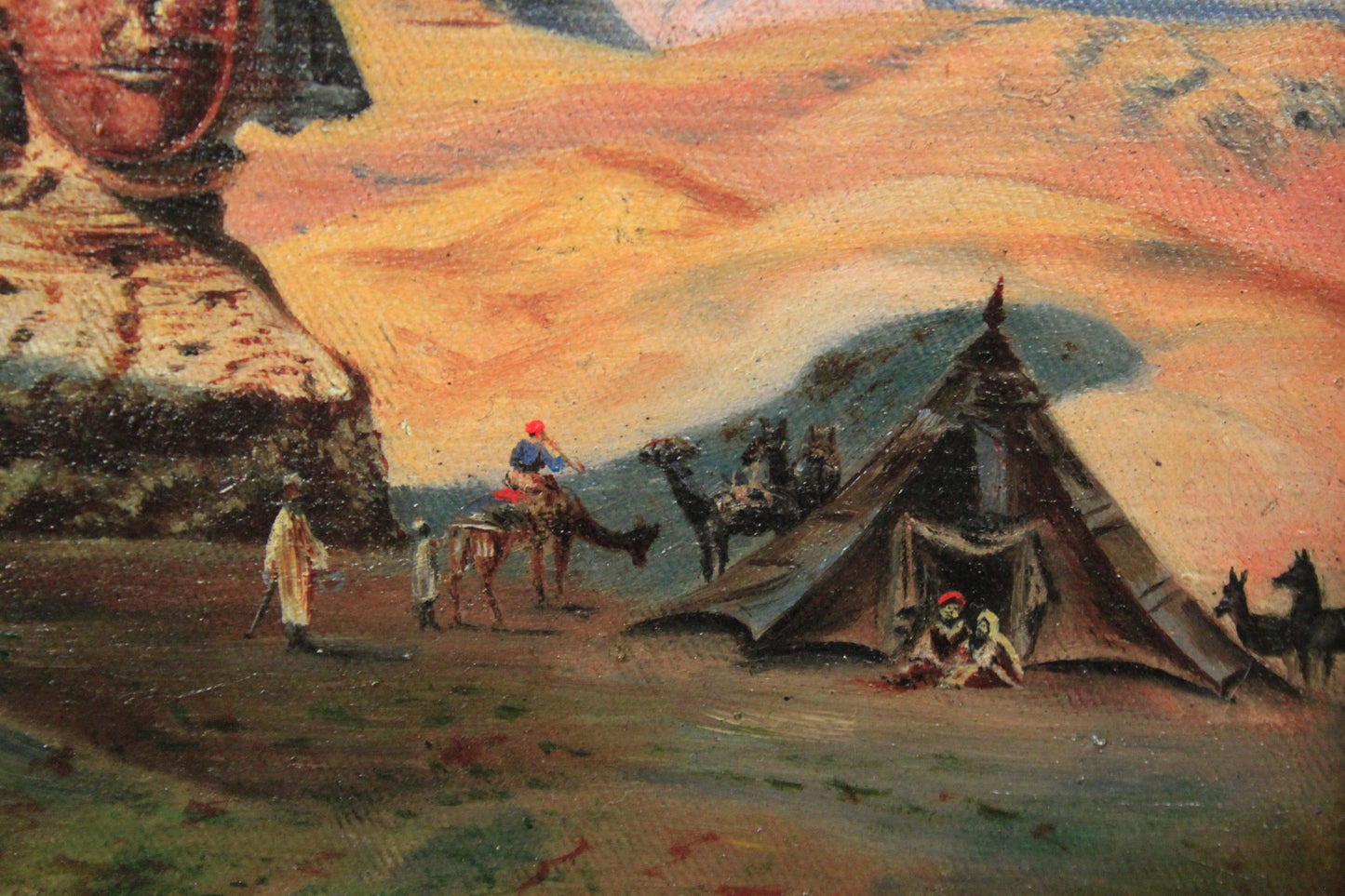 Ölgemälde - Sphinx mit Pyramiden